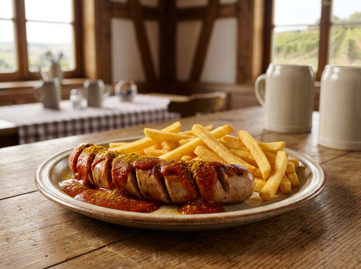 Rostbratwurst mit Curry-Soße (Currywurst)