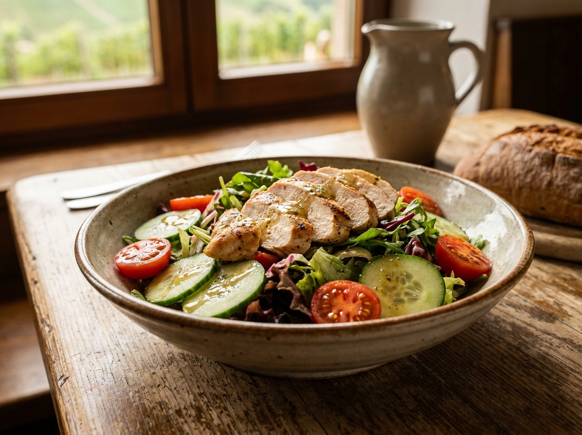 Bunter Salat mit gegrillter Hühnerbrust